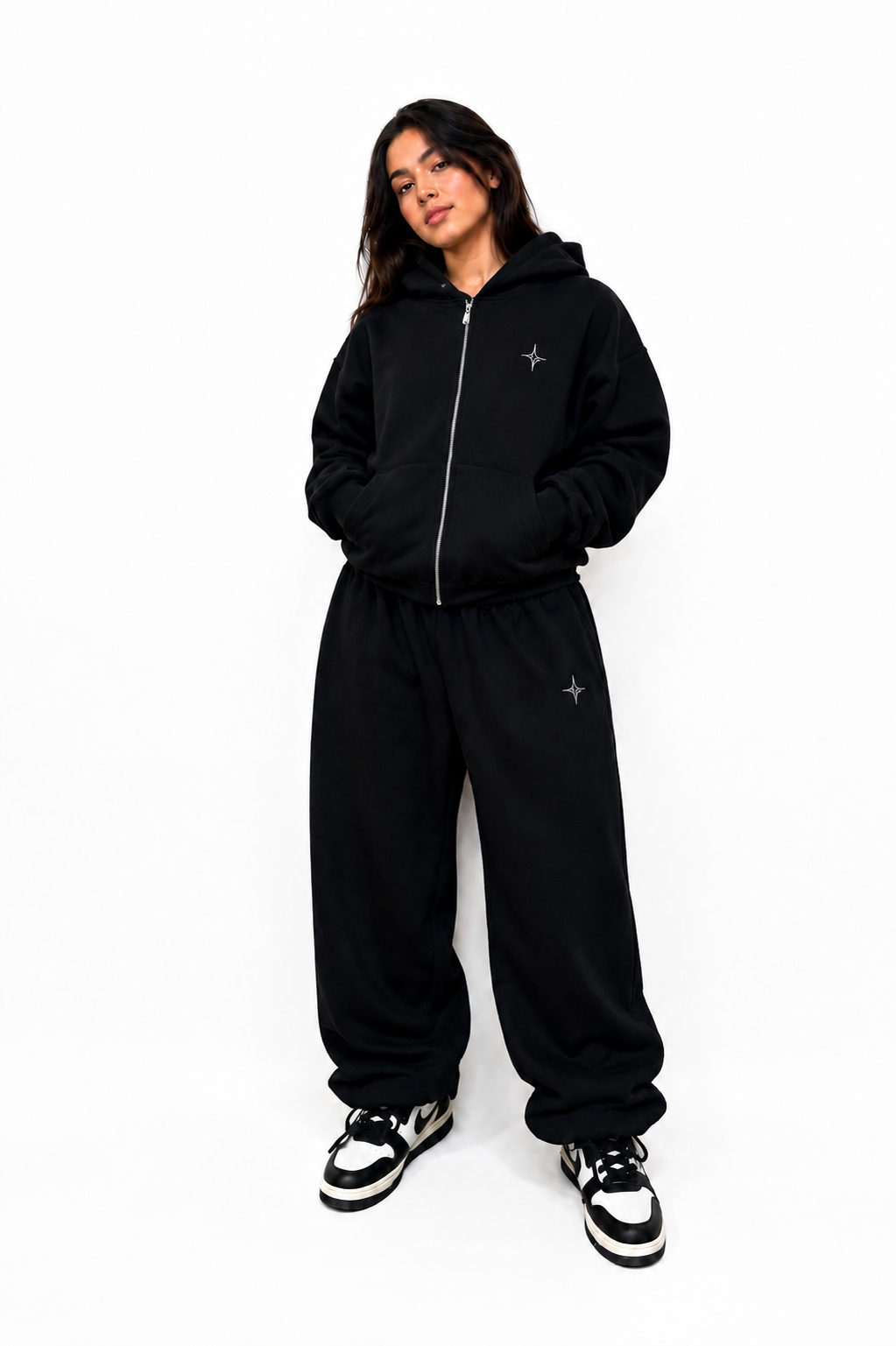 Hoodie Zip Basics 460gms - Negro