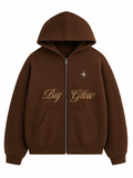 Hoodie Zip Never Dim Your Light - Café Chocolate