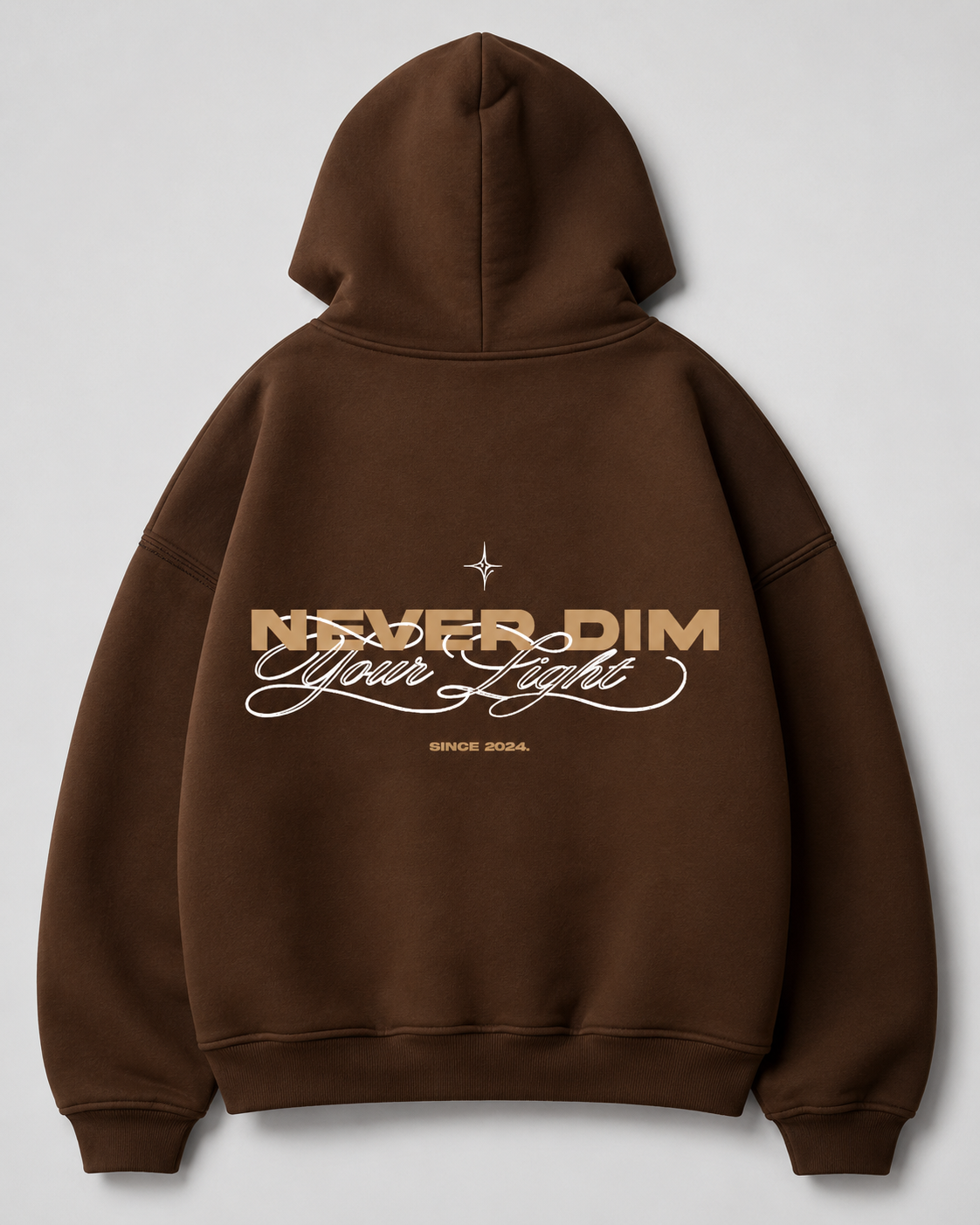 Hoodie Zip Never Dim Your Light - Café Chocolate