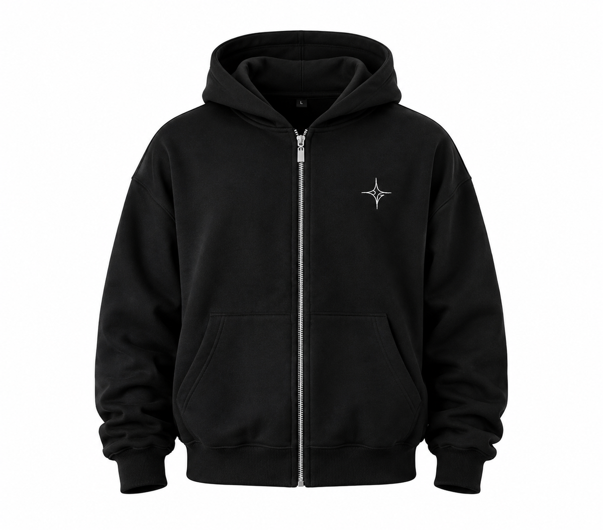 Hoodie Zip Basics 460gms - Negro
