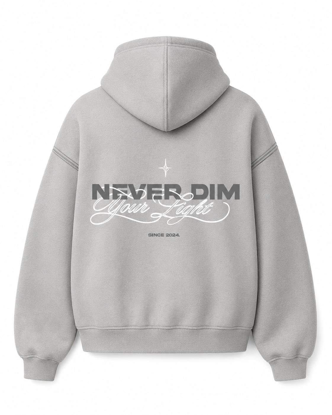 Hoodie Zip Never Dim Your Light - Gris