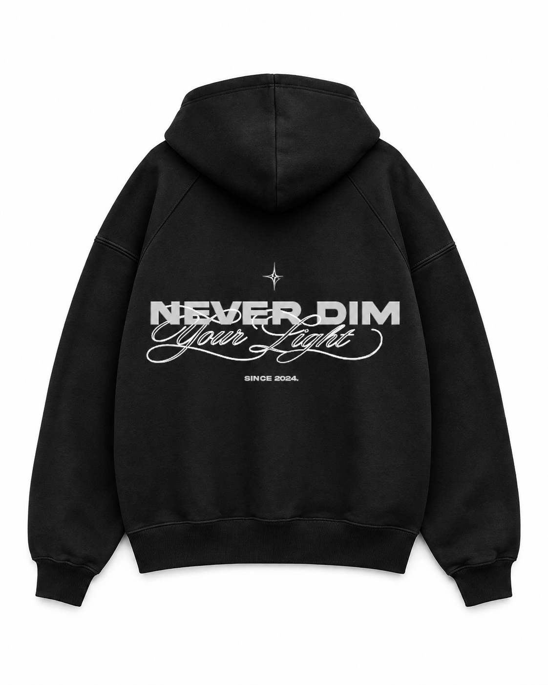Hoodie Zip Never Dim Your Light - Negro